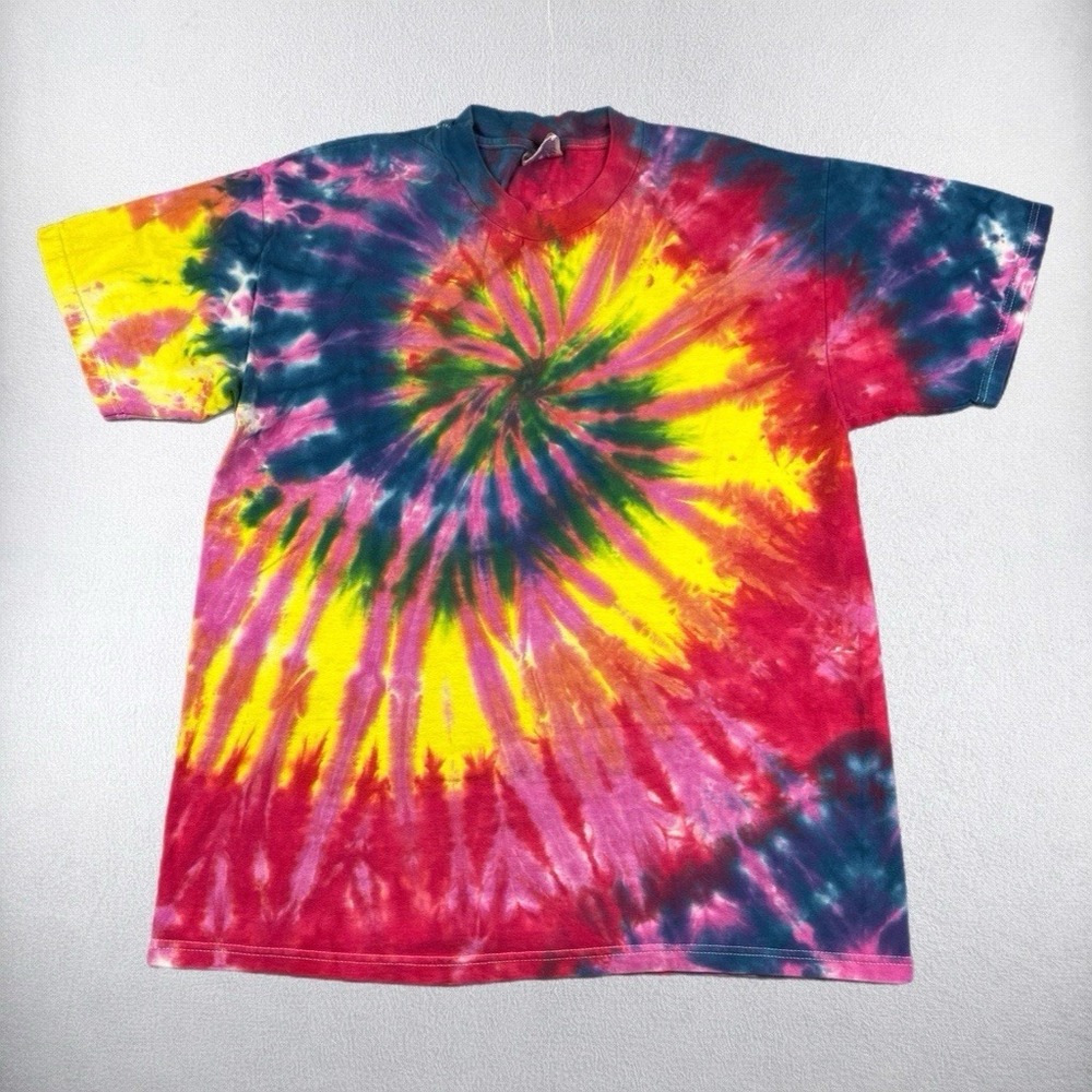 Vintage Hanes Beefy Tie Dye T Shirt Mens Large USA Hippie Retro 90s
